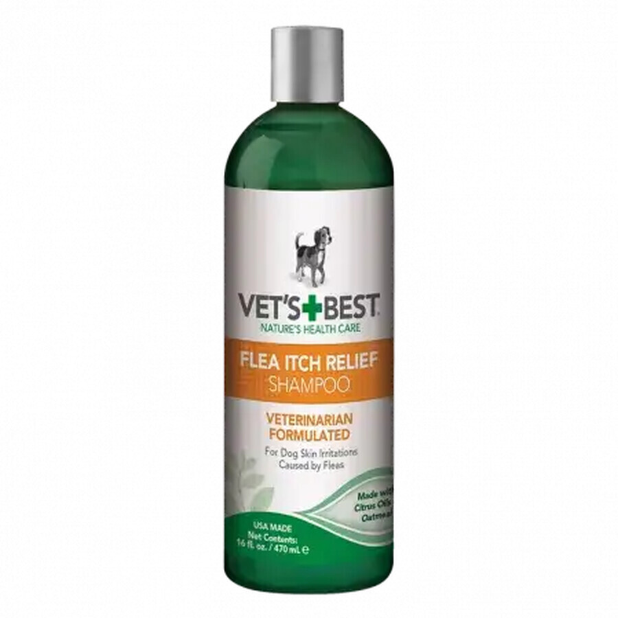 Champú para perros con aceite de cítricos y extracto de avena Alivio del picor de las pulgas, 470 ml, Vet's Best