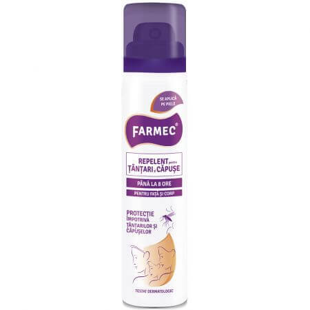 Spray repelente de mosquitos y garrapatas, 75 ml, Farmec