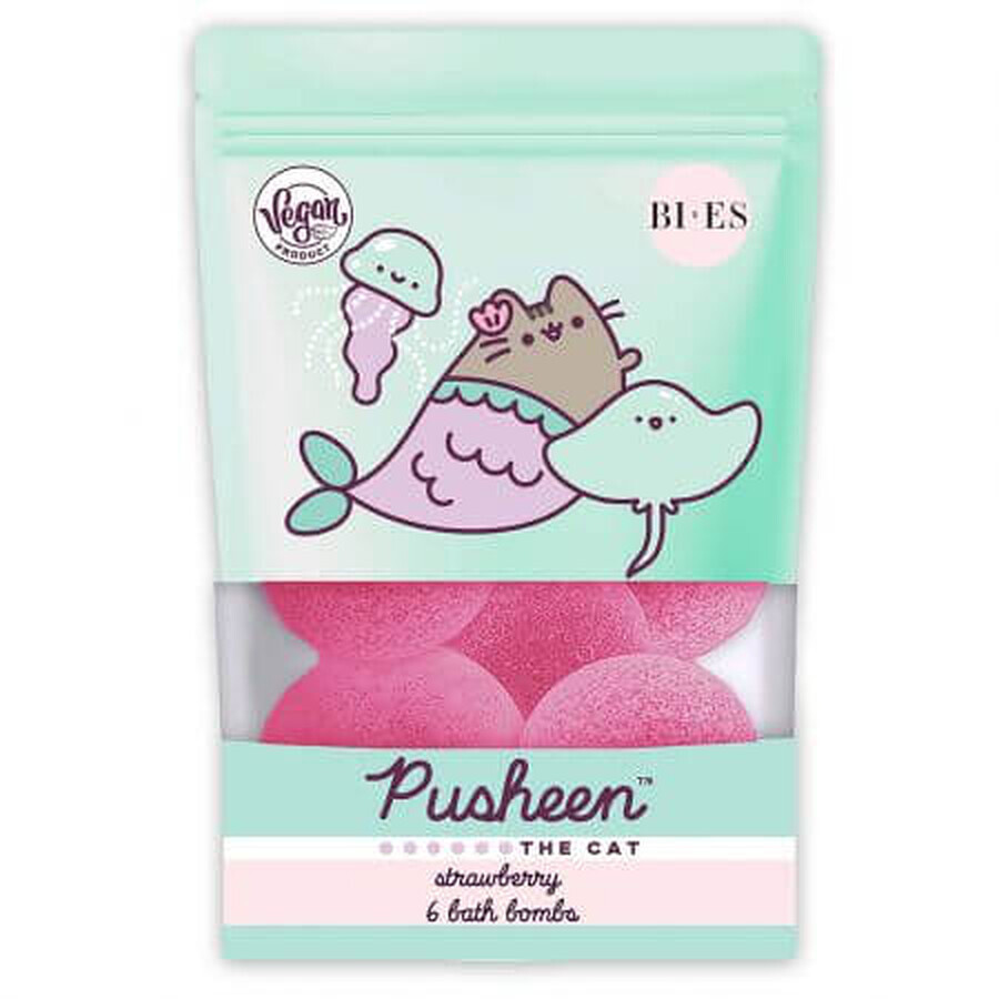 Bombas de baño de fresa Pusheen, 6 x 55 g, Bi-Es