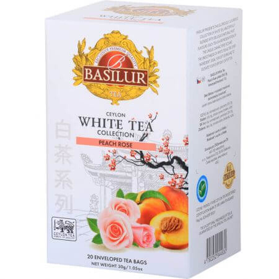 Té Blanco Té Blanco Rosa Melocotón, 20 bolsitas, Basilur