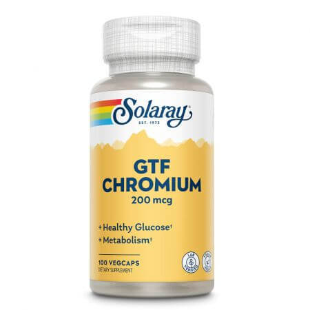 Chrome GTF Solaray, 200 mcg, 100 gélules végétales, Secom