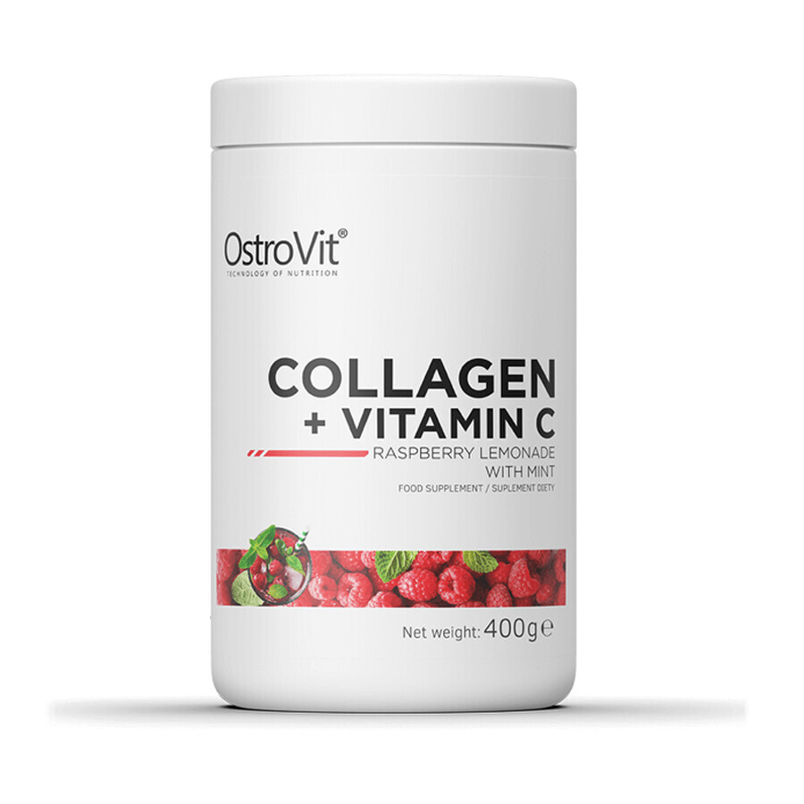 Collagene + Vitamina C Limonata di lamponi e menta, 400 g, Ostrovit