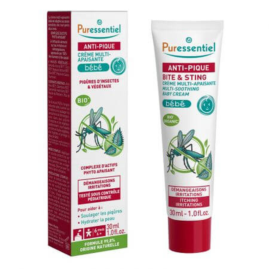 Crema calmante para bebés contra las picaduras de insectos Mordeduras y Picaduras, 30 ml, Puressentiel