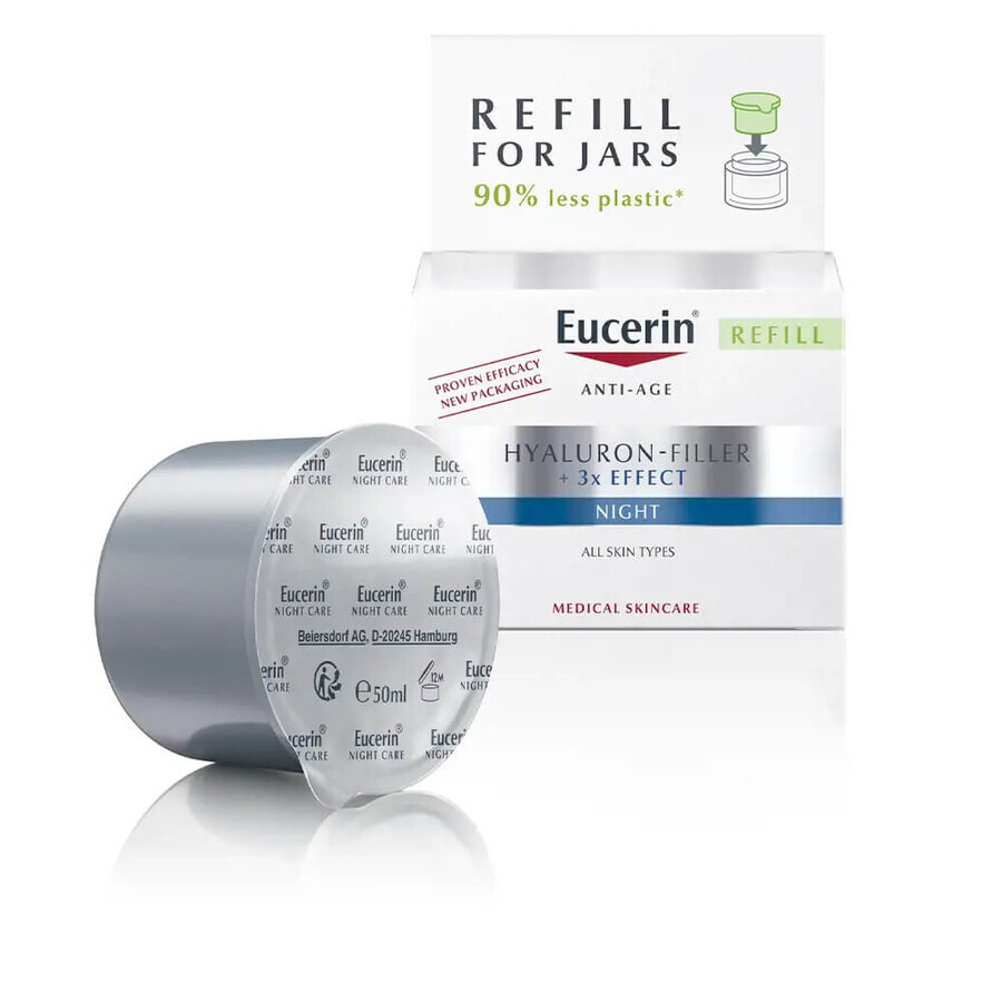 Eucerin Hyaluron Filler Drievoudige Anti-Aging Nachtcrème Navulling, 50 ml