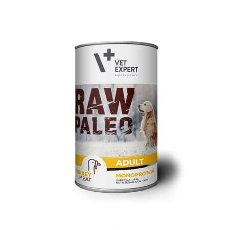 Comida húmeda con carne de pavo para perros adultos Raw Paleo, 800 g, VetExpert