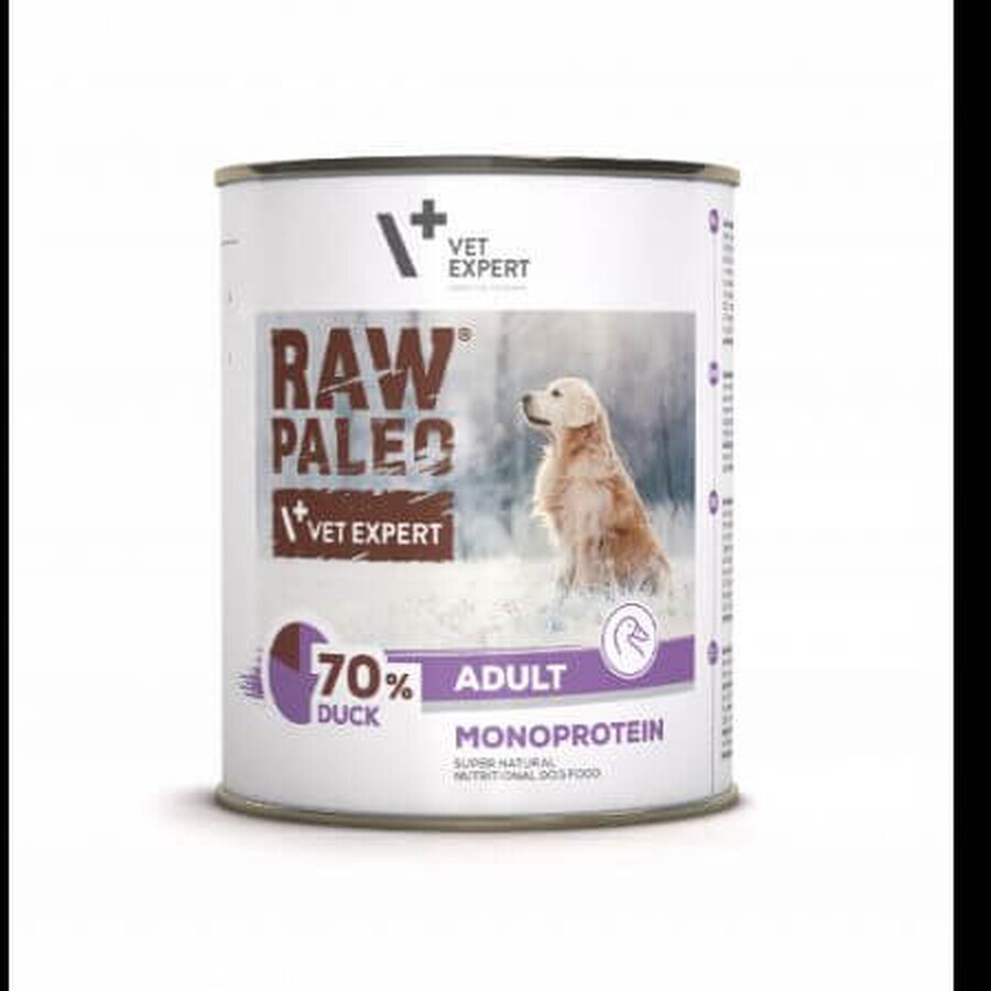 Comida húmeda de carne de pato para perros adultos Raw Paleo, 400 g, VetExpert