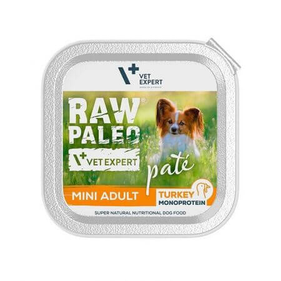 Comida húmeda de pavo para perros Raw Paleo Pate Mini Adult, 150 g, VetExpert