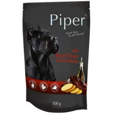 Comida húmeda para perros con hígado de buey y patatas, 500 g, Piper