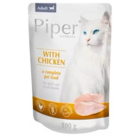 Comida húmeda para gatos con pollo, 100 g, Piper