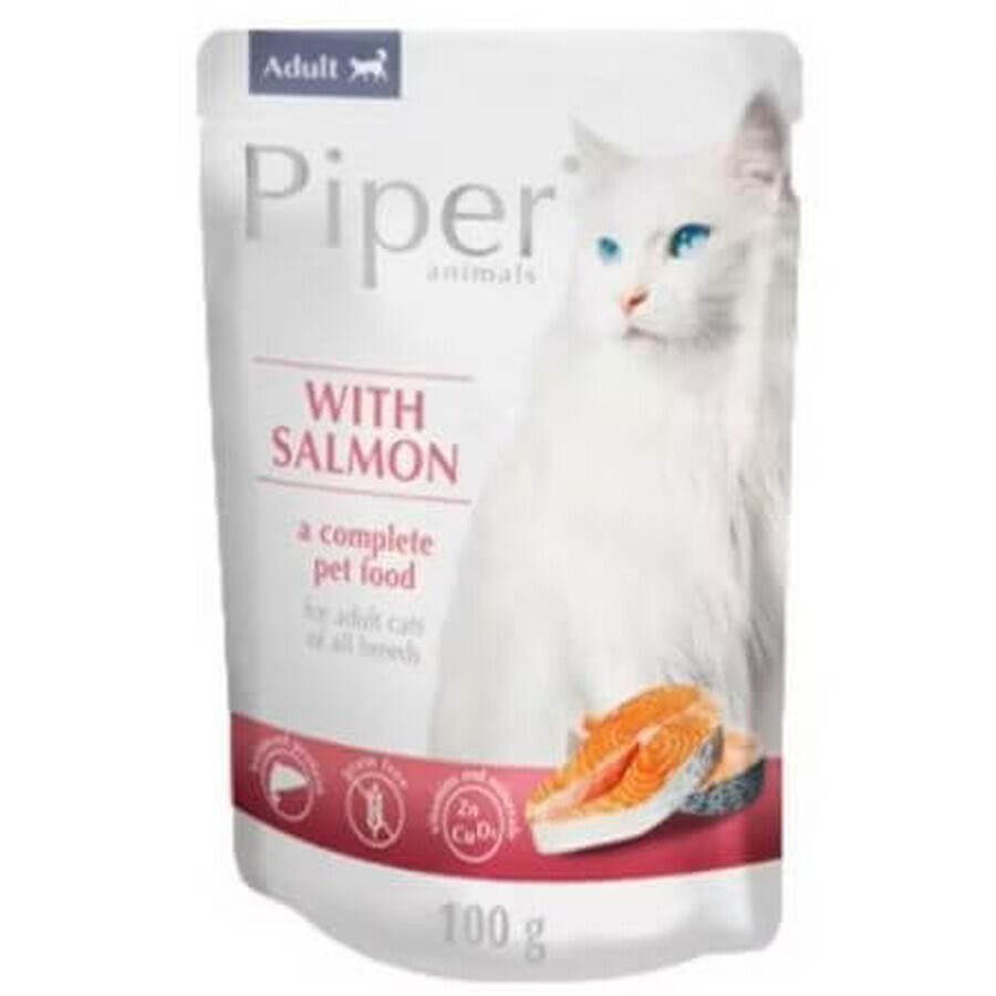 Comida húmeda con salmón para gatos esterilizados, 100 g, Piper