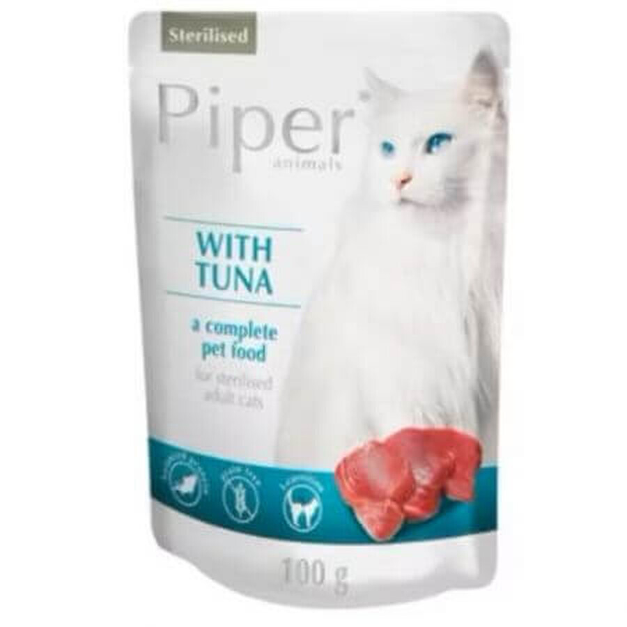 Comida húmeda con atún para gatos esterilizados, 100 g, Piper