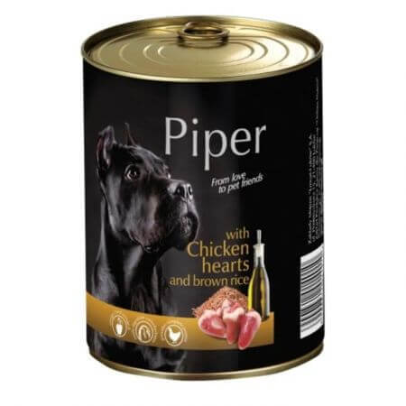 Comida húmeda para perros con corazones de pollo y arroz integral Adult, 400 g, Piper