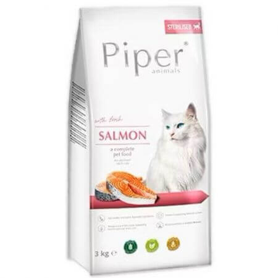 Pienso salmón para gatos esterilizados, 3 Kg, Piper