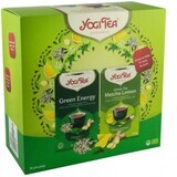 Té verde energético ecológico + Té verde matcha ecológico con limón, 17 bolsitas + 17 bolsitas, Yogi Tea