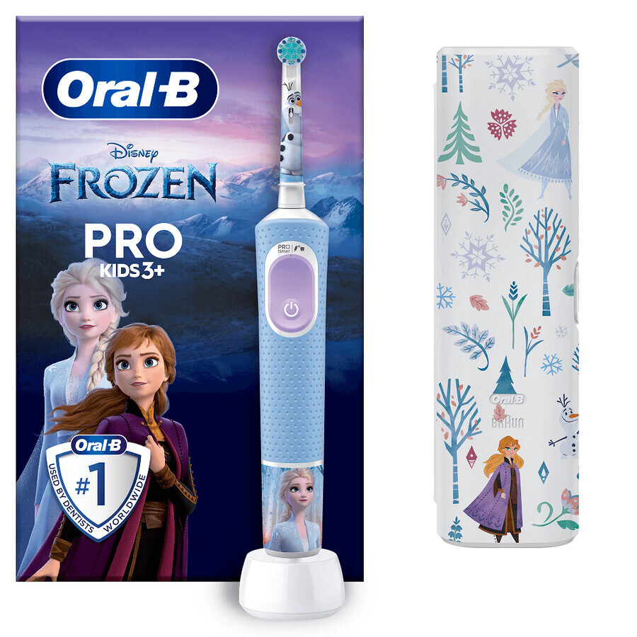 Cepillo de dientes eléctrico Vitality Pro Kids Frozen + Kit de viaje, para niños mayores de 3 años, Oral-B