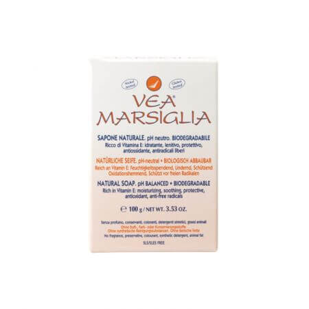 Sapone naturale biodegradabile, Vea Marsiglia, 100 g, Hulka