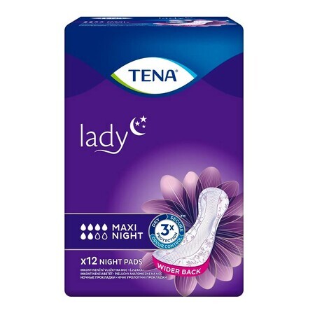 Lady Maxi Noche Absorbente (760985), 12 piezas, Tena