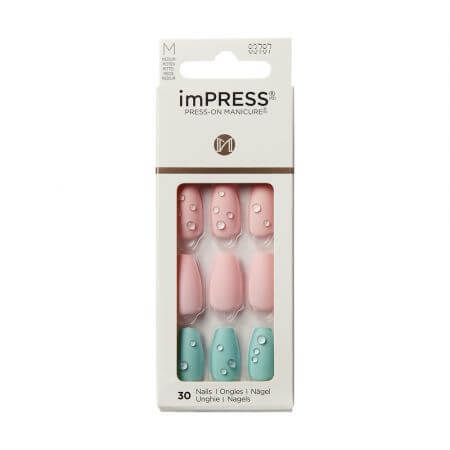 Uñas postizas Impress, Dew Drop Medium Coffin, Kiss