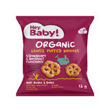 Organic puffs rolled with strawberry and beetroot flavor Organic Puff, 10 months+, 12 g, Hey Baby