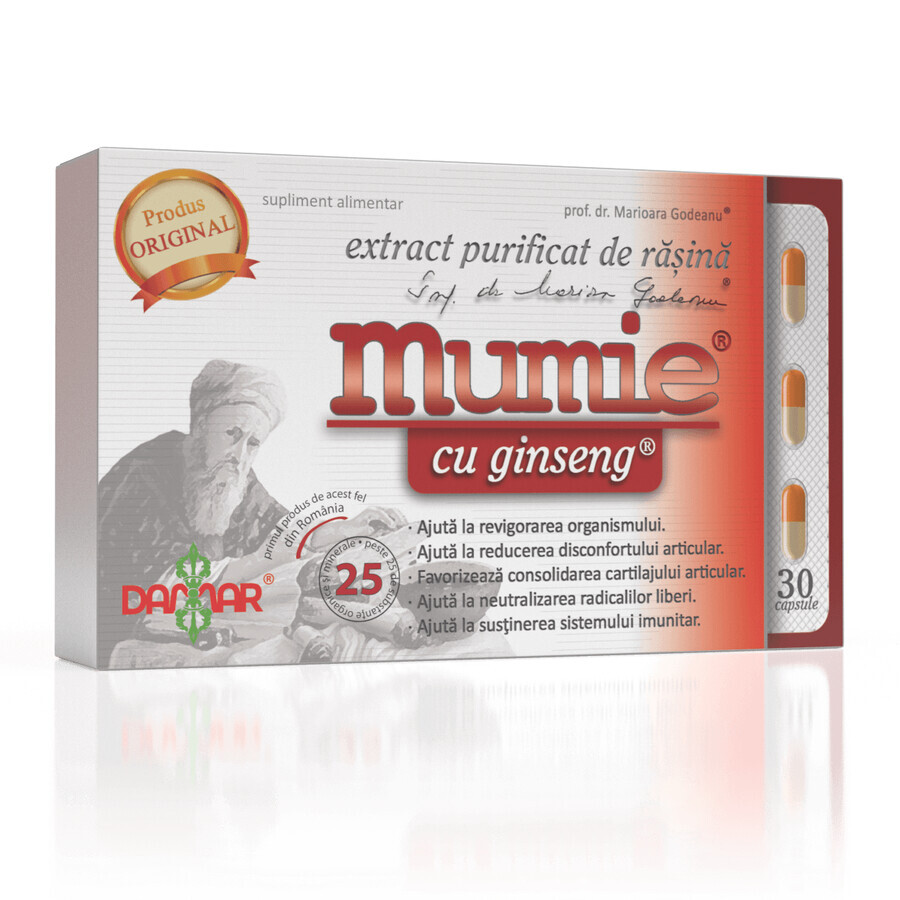 Estratto purificato di resina di mummia con Ginseng, 30 capsule, Damar General Trading