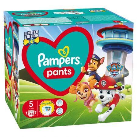 Pañales Puppy Patrol Pants, No.5, 12 - 17 kg, 66 pzs, Pampers