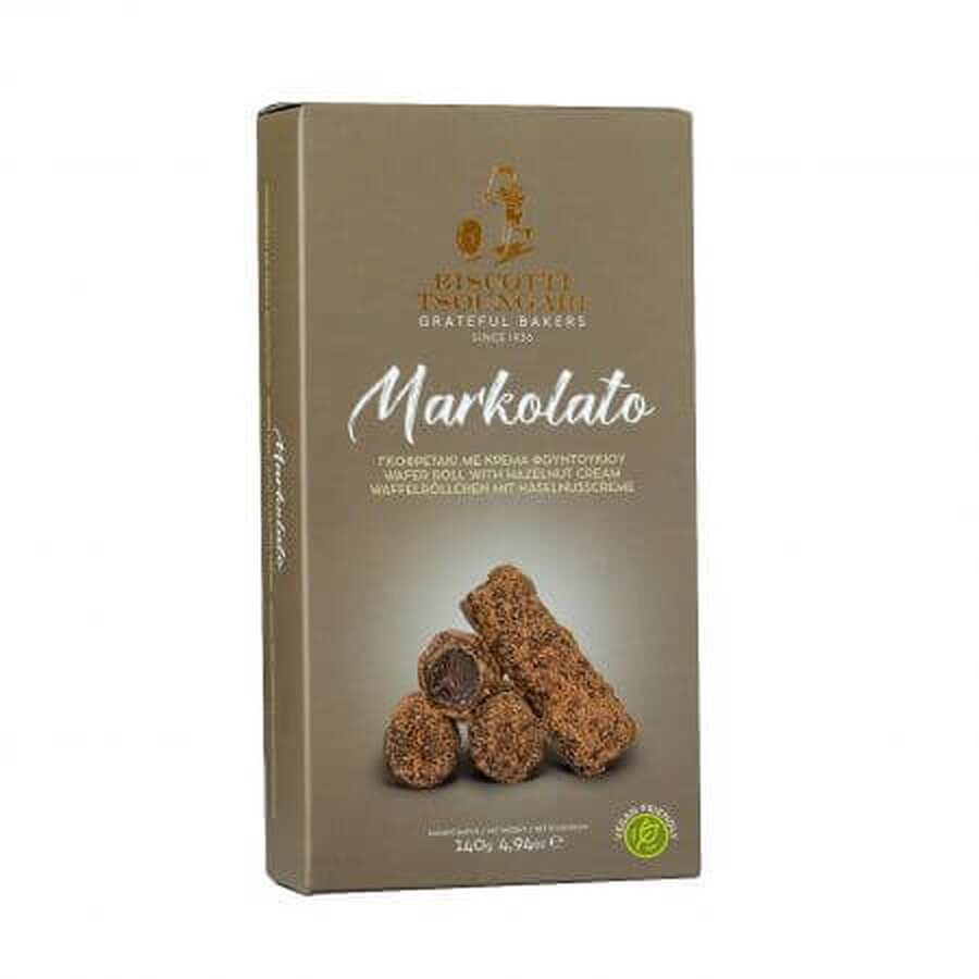 Panecillos de barquillo con crema de avellanas, 140 g, Markolato