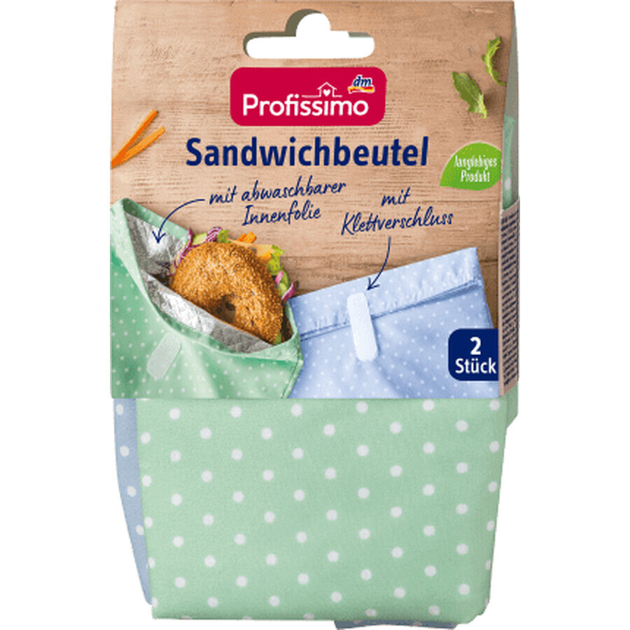 Profissimo Wiederverwendbare Sandwichtasche, 2 Stück