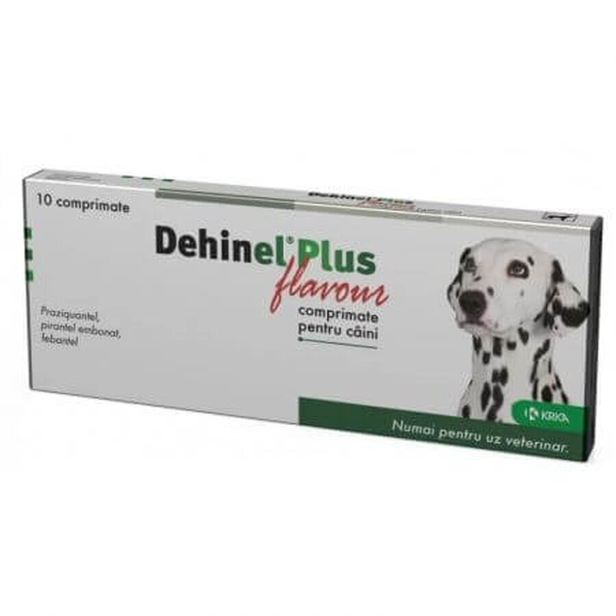 Antiparasitario interno para perros pequeños y medianos Dehinel Plus Flavour, 10 comprimidos, KRKA