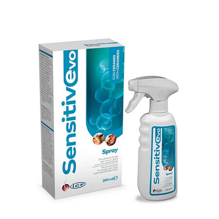 Emulsión fluida para pieles deshidratadas de perros y gatos Sensitive Evo Spray, 200 ml, ICF