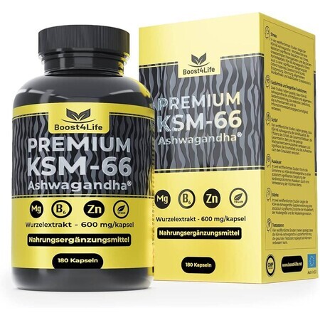 Ashwagandha KSM-66 Premium, 180 cápsulas, Boost4Life