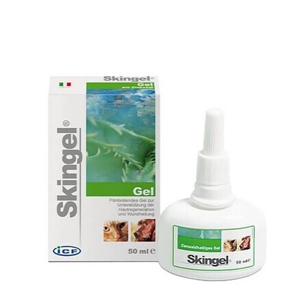 Gel antiséptico dermatológico para perros y gatos Skingel, 50 ml, ICF