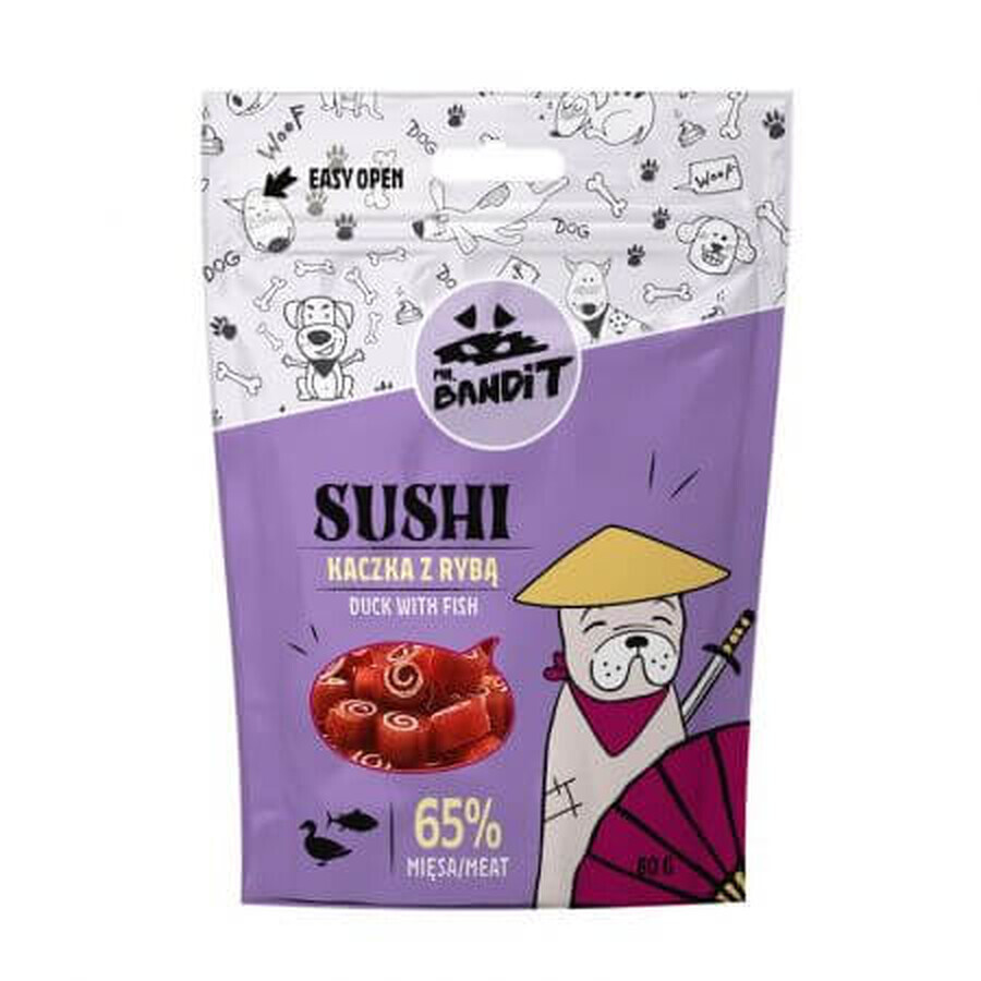 Premios de pato y pescado para perros Sushi, 80 g, Mr Bandit