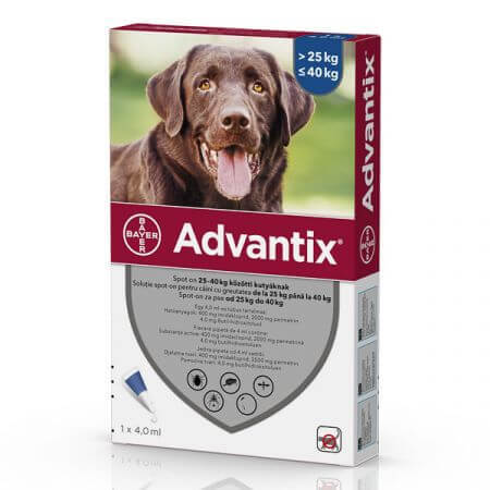 Spot-On Advantix 400 Solución antiparasitaria para perros Spot-On Advantix 400, 1 pipeta, Bayer Vet OTC