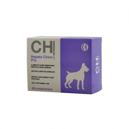 Nutritional supplement for liver support in medium-sized dogs Hepato Chem Pro, 100/25, 60 tablets, Chemical Iberica