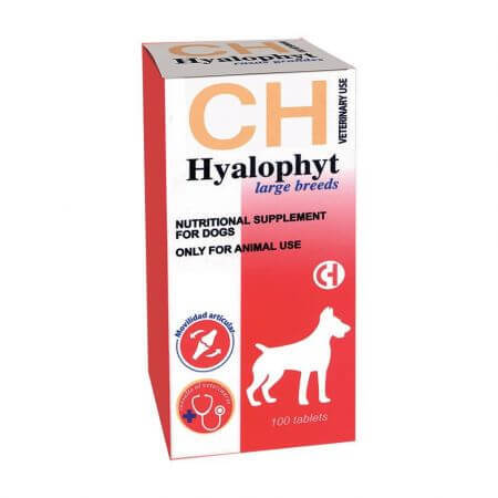 Suplemento articular nutritivo para perros grandes Hyalophyt, 100 comprimidos, Chemical Iberica