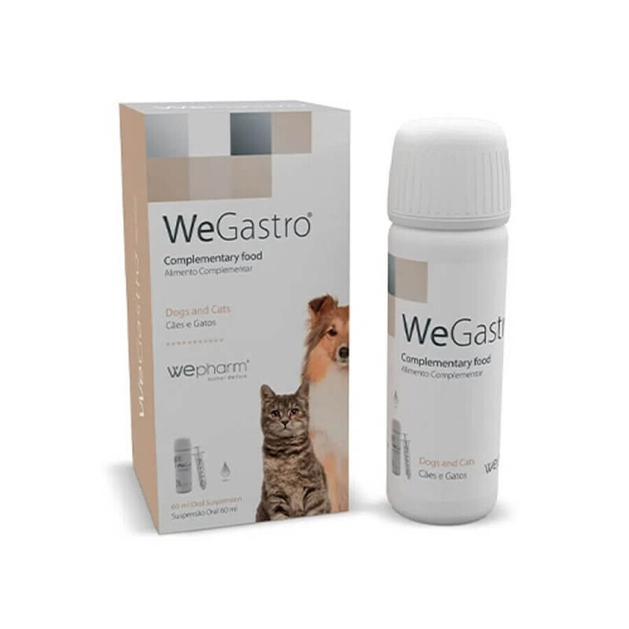 Suplemento estomacal en frasco con jeringa dosificadora para perros y gatos WeGastro, 60 ml, WePharm