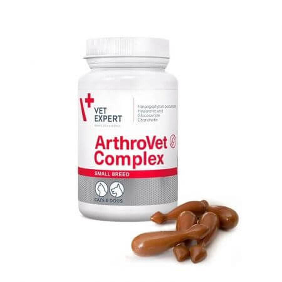 Supplement voor normaal kraakbeen en gewrichtsfunctie bij honden en katten Arthrovet Complex Small Breed Twist-Off, 60 capsules, VetExpert