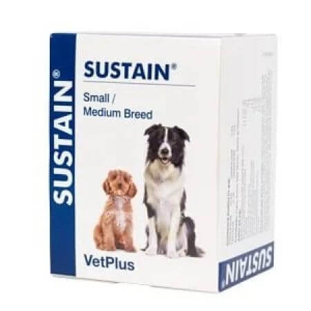 Suplemento para apoyar el sistema digestivo en perros pequeños y medianos &lt;20 kg Sustain Small/Medium Breed, 30 bolsitas, VetPlus