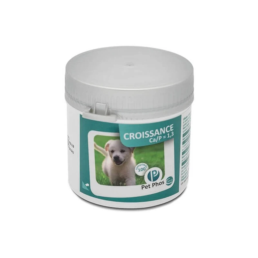 Integratore vitaminico-minerale per cani junior di piccola e media taglia Pet Phos Croissance Ca/P= 1,3, 100 compresse divisibili, Ceva Sante