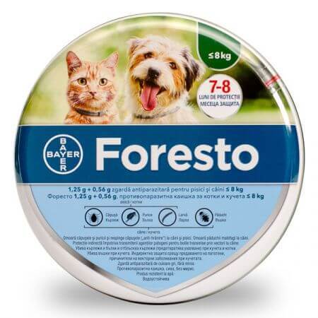 Foresto Collar para gatos y perros pequeños, 1 pieza, Bayer Vet