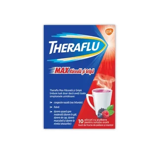 Theraflu Max Resfriado y gripe, sabor a frutos del bosque y mentol, 10 sobres, GSK