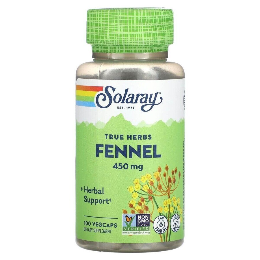 Hinojo (Fennel) 450mg Solaray, 100 cápsulas, Secom