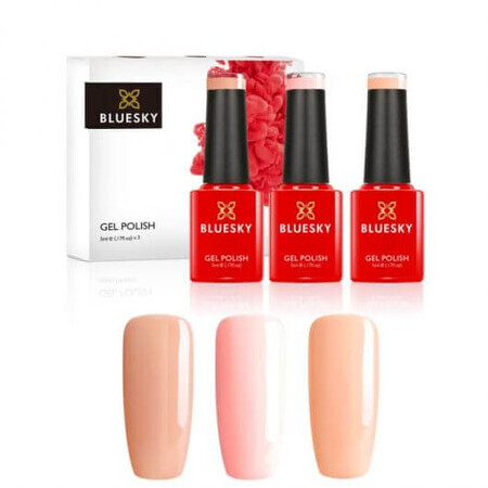 Set de esmaltes semipermanentes Bluesky Soft Nudes mini trío 3x5ml