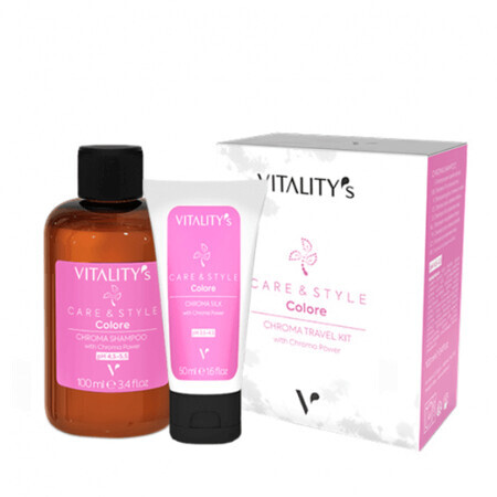 Kit de viaje Vitality's Care&amp;Style Colore Chroma para cabellos coloreados 1x100ml 1x50ml