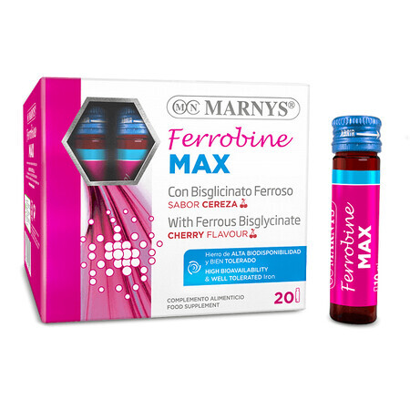 Ferrobine Max con Hierro, Zinc y Vitaminas, 20 Viales, Marnys