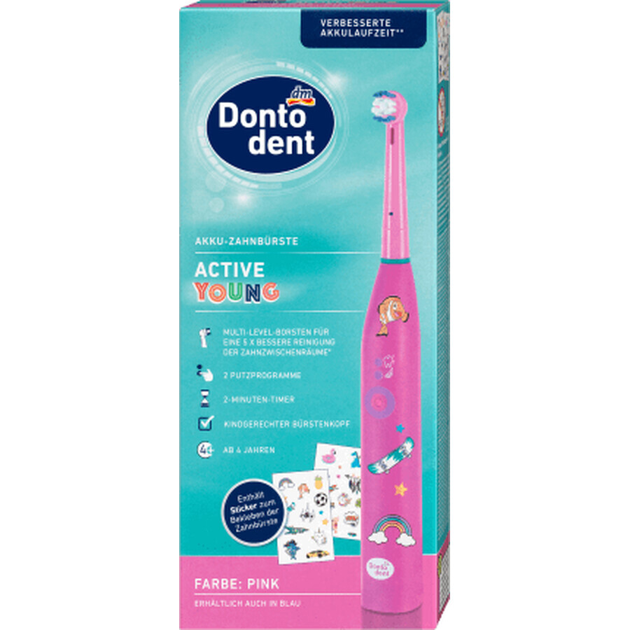 Dontodent Brosse à dents avec piles Active Young rose, 1 pc