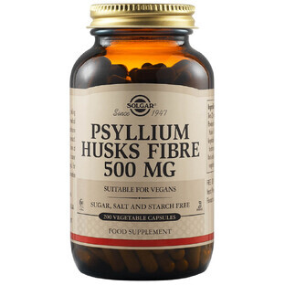 Fibra de salvado de psilio 500 mg, 200 cápsulas, Solgar