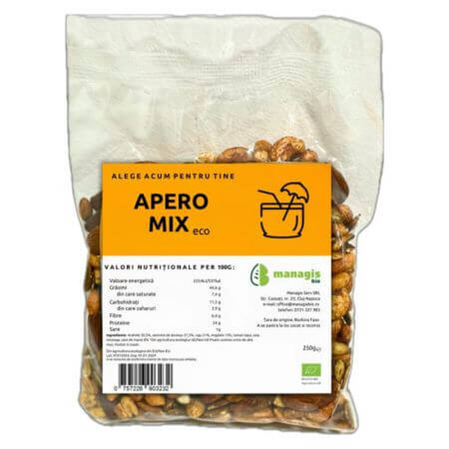 Mezcla ecológica de semillas y frutos secos con Tamari Apero, 250 g, Managis