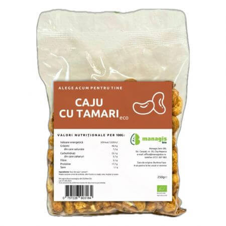 Anacardos ecológicos con tamari, 250 g, Managis