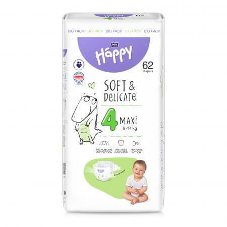 Scutece maxi Nr.4, 8-14 kg, 62 buc, Happy